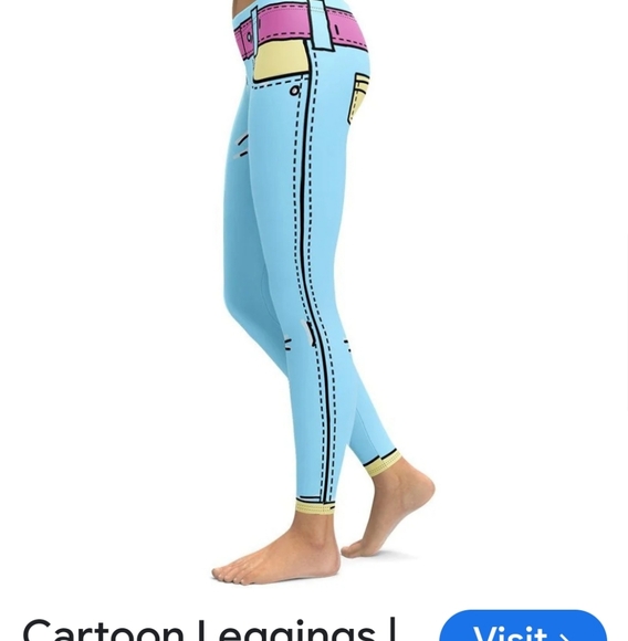 Cartoon Style Blue Leggings - Picture 7 of 8